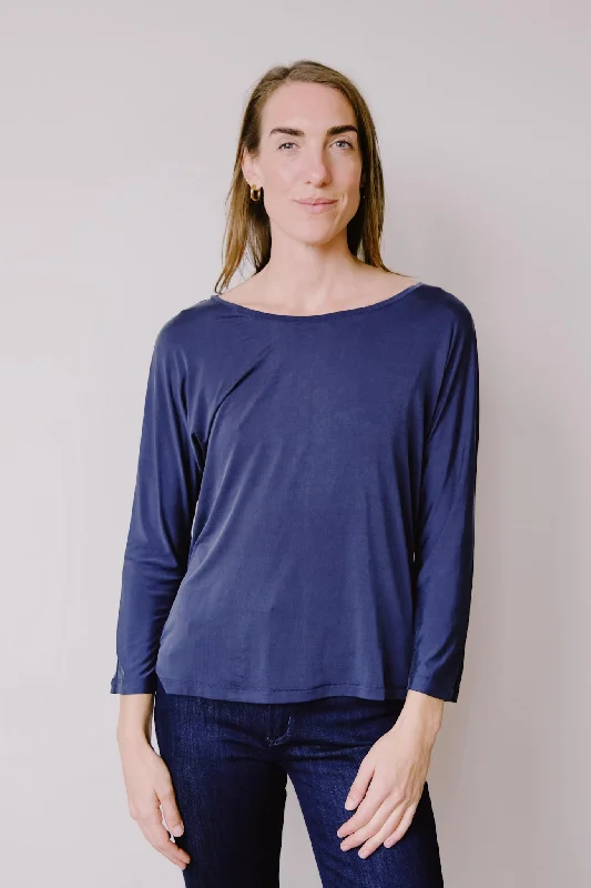 cupro plain top - midnight blue