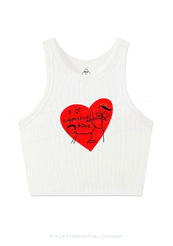 Girl Love S Boys Y2K Valentine's Day Crop Tank Top Cherrykitten