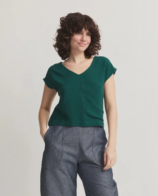 Fawn Cropped Blouse - Bottle Green