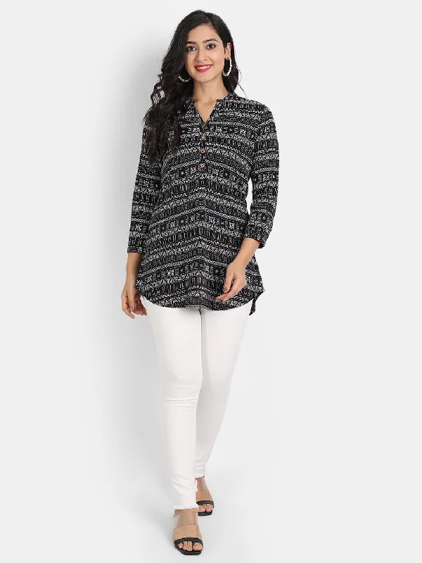 High-Low Printed Rayon Top