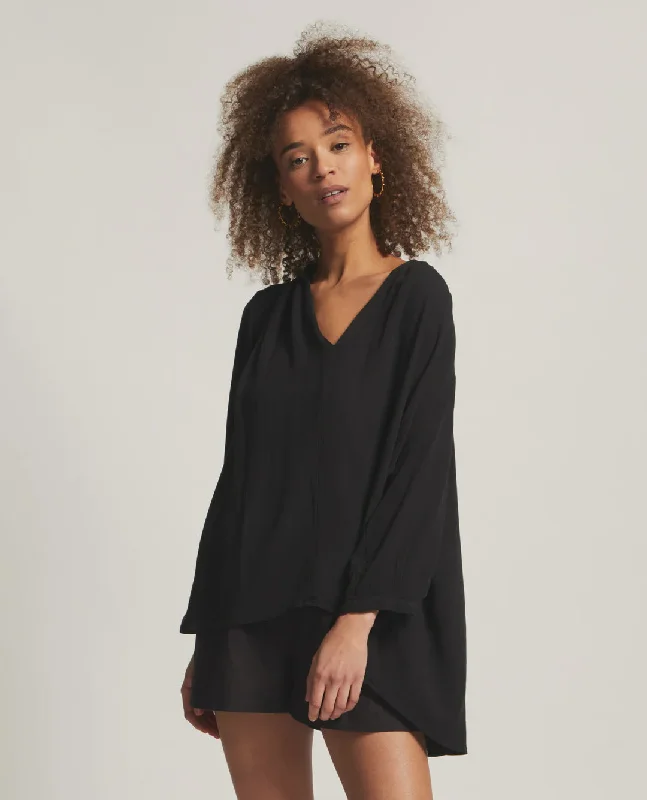 Marbella - Oversized Blouse - BLACK