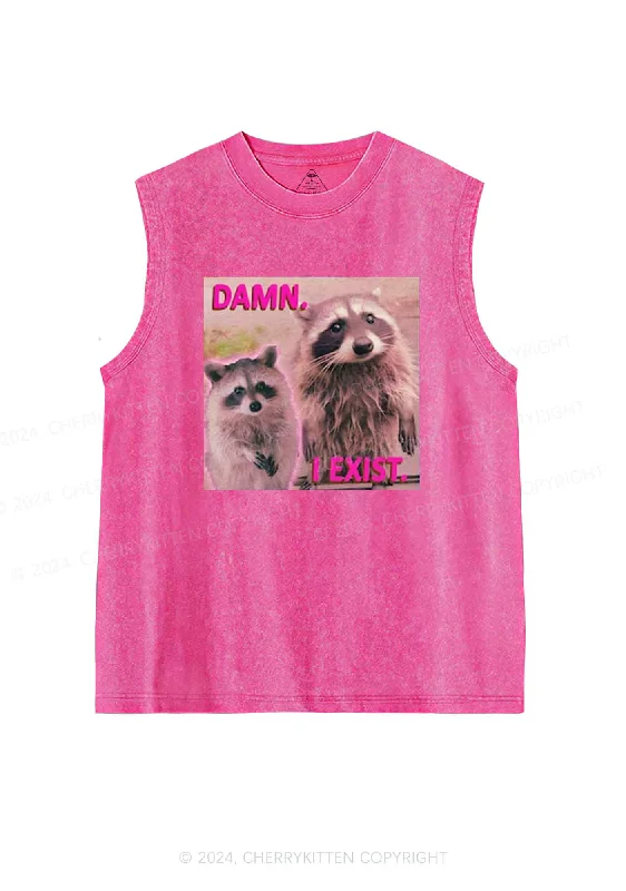 Raccoon I Exist Y2K Washed Tank Cherrykitten