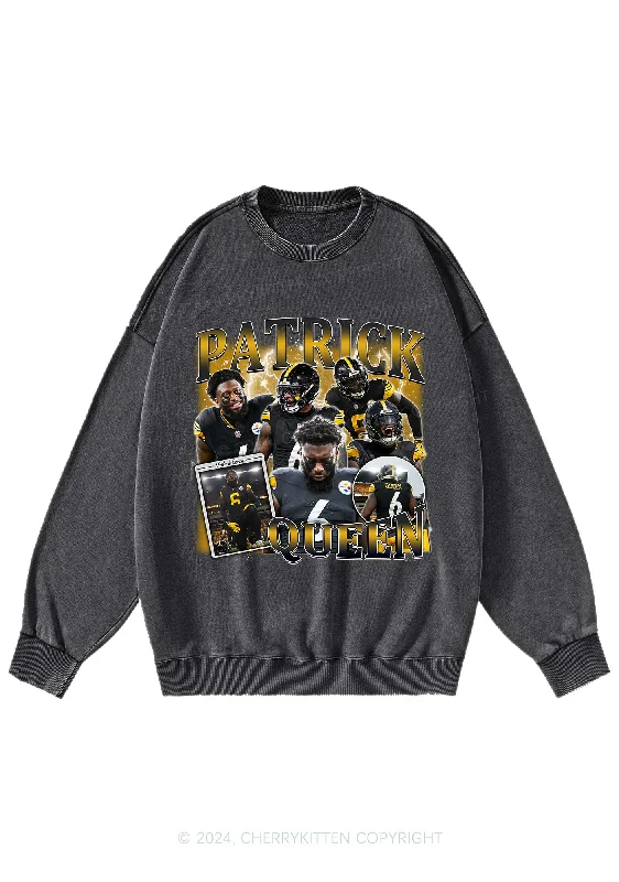 Black Queen Y2K Super Bowl Washed Sweatshirts Cherrykitten