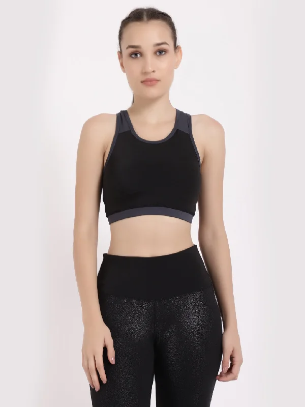 Grey Black Sports Bra