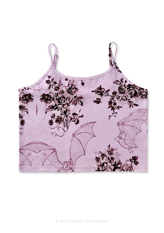 Pink Bat Y2K Print Cami Crop Top Cherrykitten