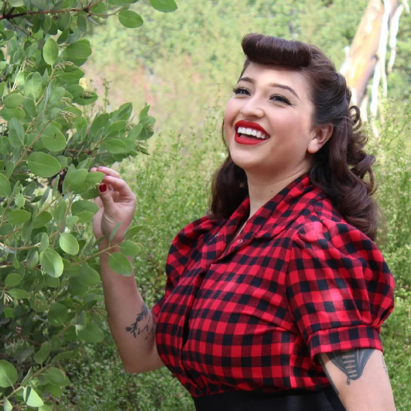 Holiday Plaid Pin Up Top - Buffalo Red