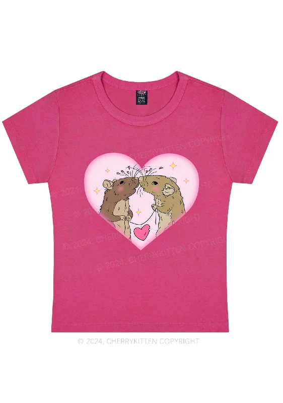 Two Rats Kiss Y2K Valentine's Day Baby Tee Cherrykitten