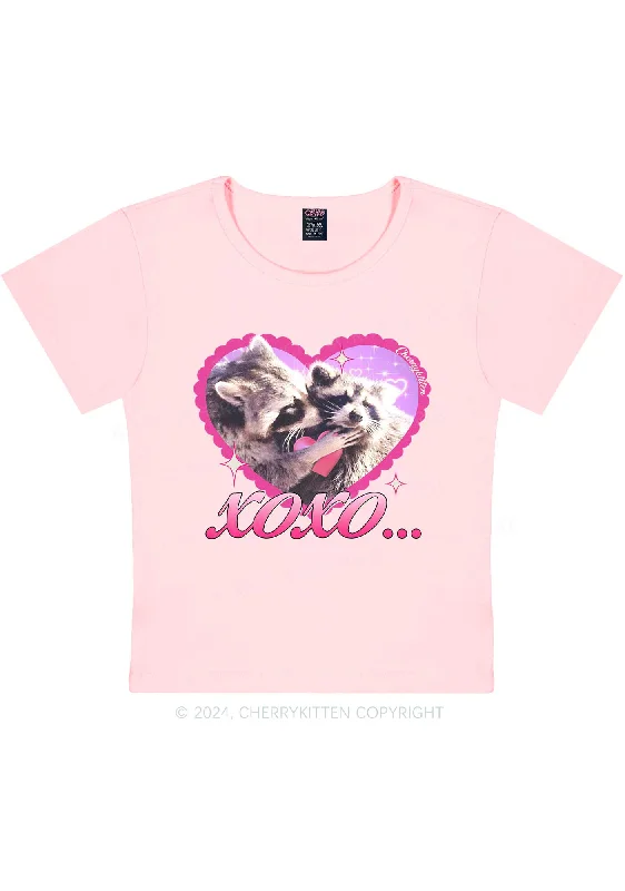 Two Raccoons XOXO Y2K Valentine's Day Baby Tee Cherrykitten