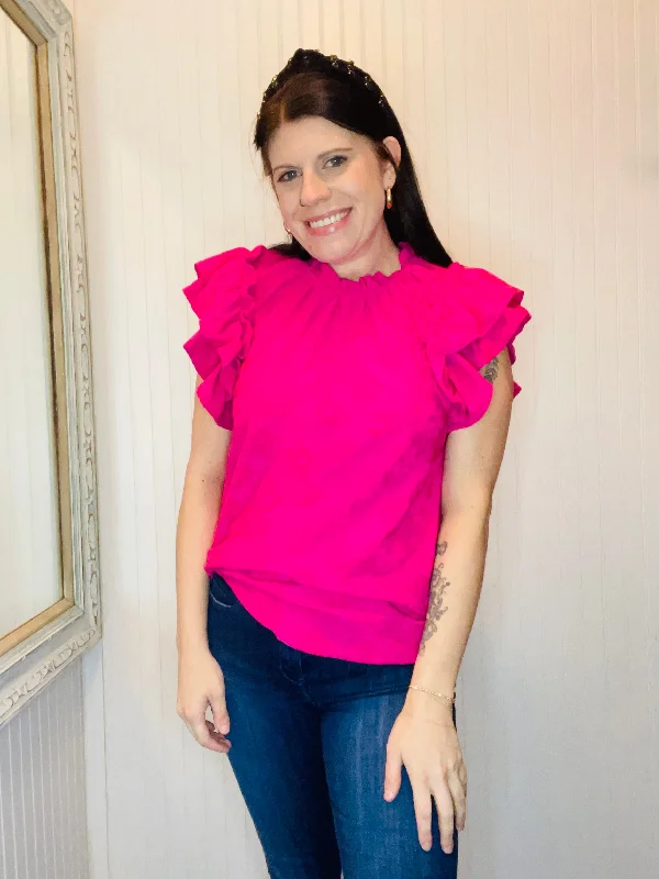 Entro Ruffle Sleeve Flower Top