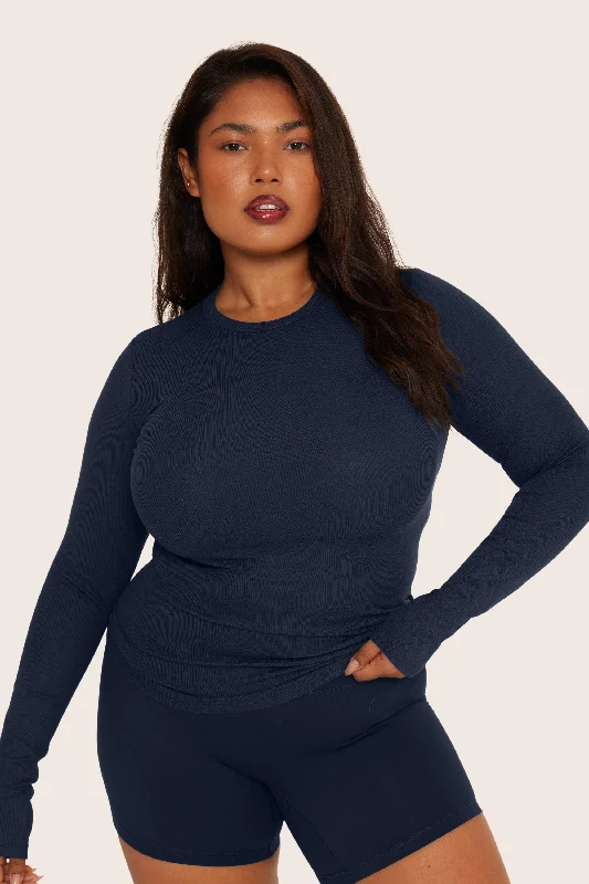 RIBBED MODAL BODY LONG SLEEVE - OXFORD