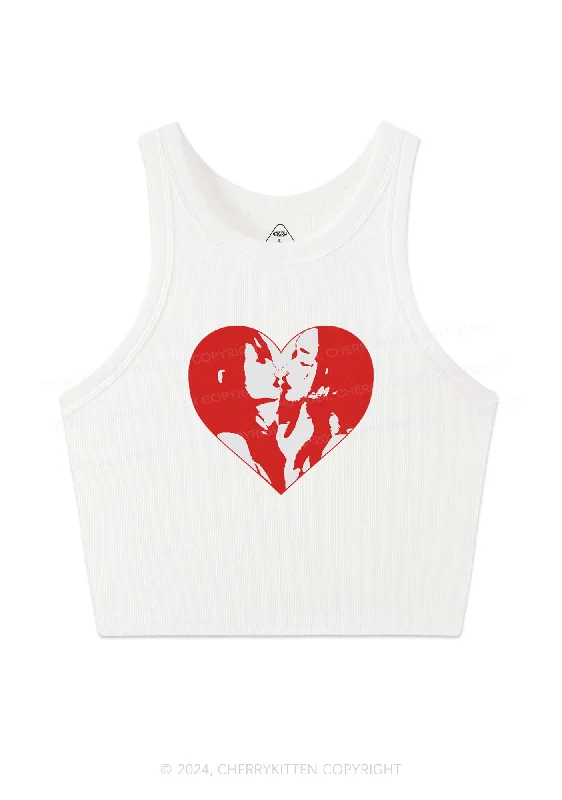 Kiss Girl Y2K Valentine's Day Crop Tank Top Cherrykitten