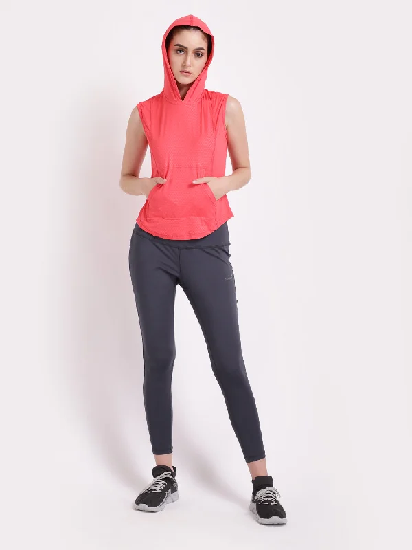 Coral Sassy Sleeveless Hoodie