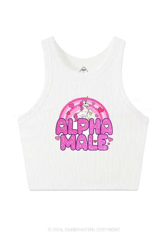 Alpha Male Unicorn Y2K Valentine's Day Crop Tank Top Cherrykitten