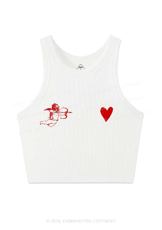 Cupid Red Heart Y2K Valentine's Day Crop Tank Top Cherrykitten