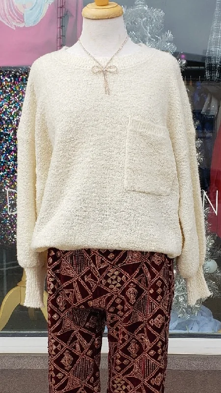 Cream Pocket Sweater