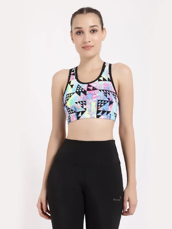 Black Neo-Print Sports Bra