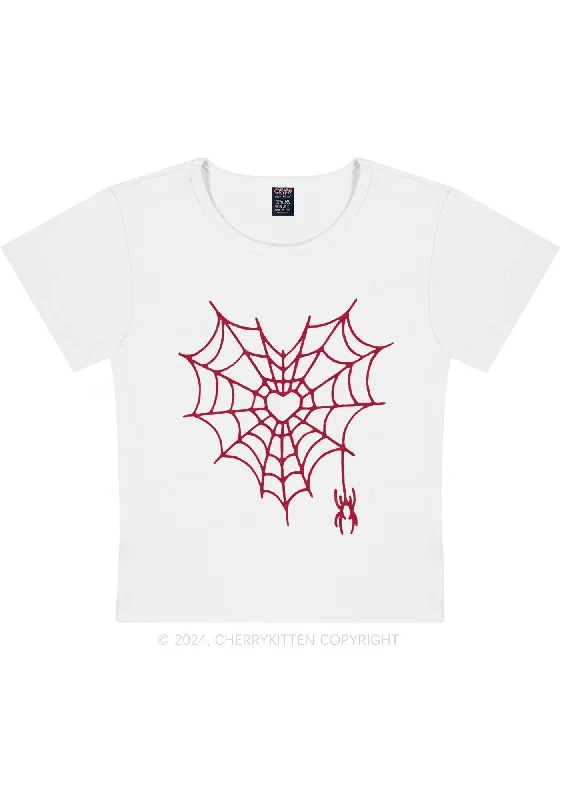 Heart Spider Web Y2K Valentine's Day Baby Tee Cherrykitten