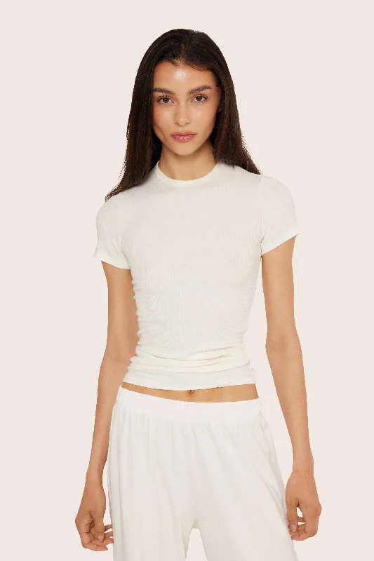 RIBBED MODAL BODY TEE - BLANC