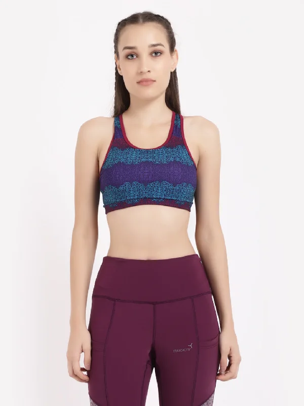 Wine Blue Print Sports Bra