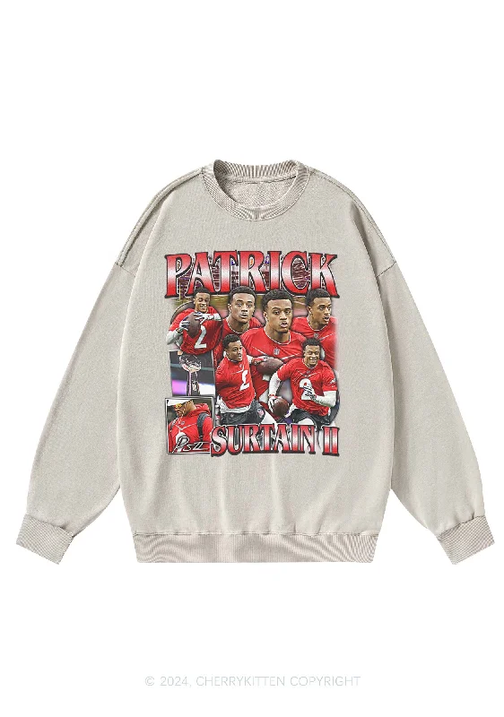 Red Patrick Y2K Super Bowl Washed Sweatshirts Cherrykitten