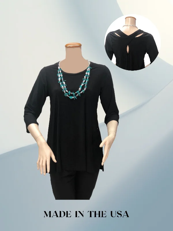 Scoop Neck Cross Back Tunic Top - Regular and Plus Sizes available