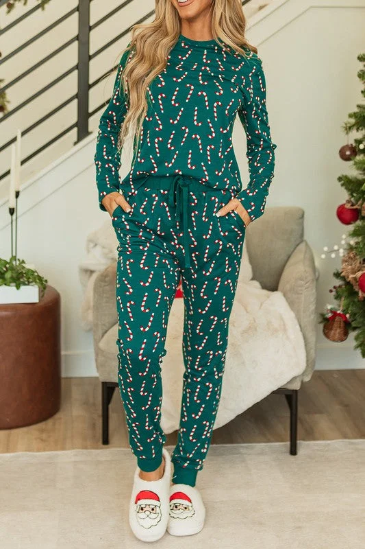 Candy Cane Pant Set Green