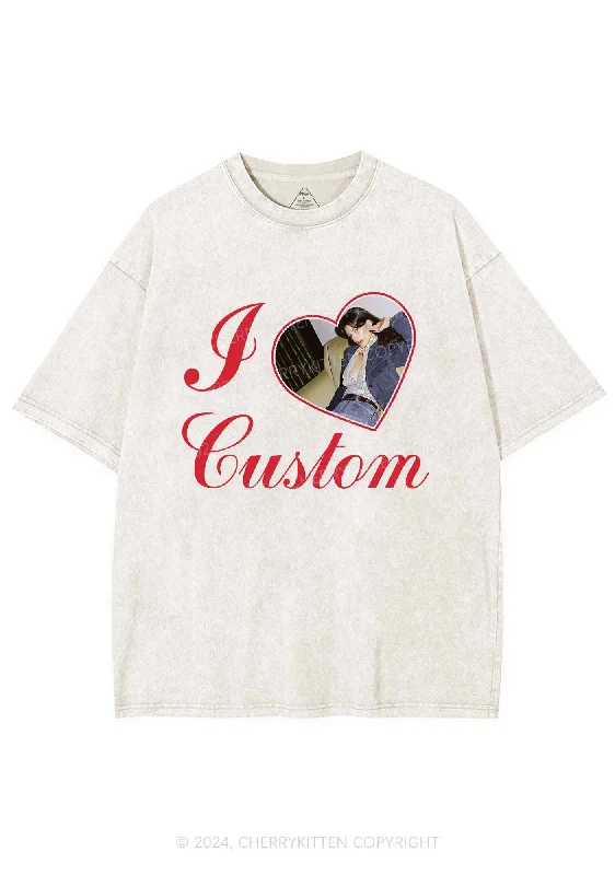 I Love Custom Name Y2K Valentine's Day Washed Tee Cherrykitten