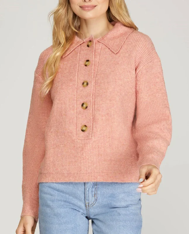 Button Down Sweater with Collar