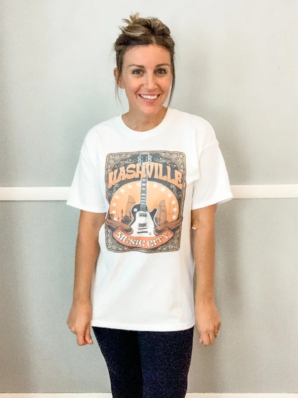 White and Orange Nashville Tee