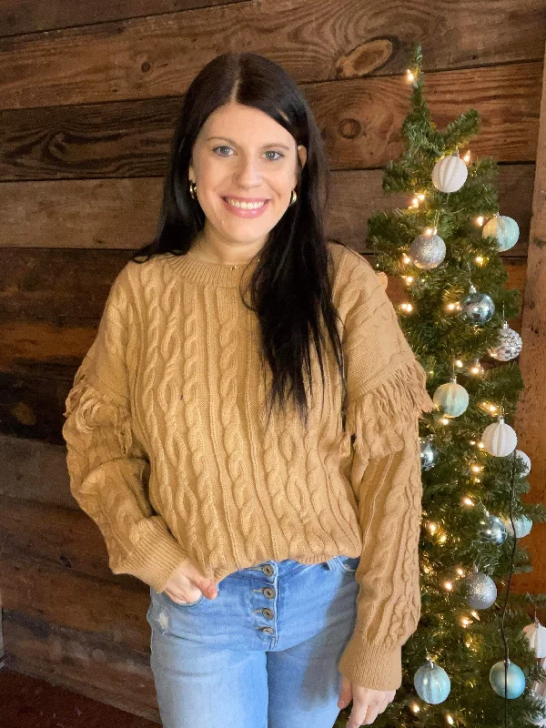 Fringe Sweater in Camel