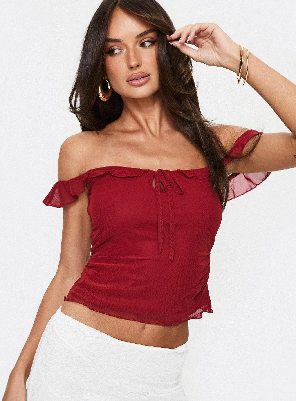 Daily Deals Ayaan Off The Shoulder Top Red