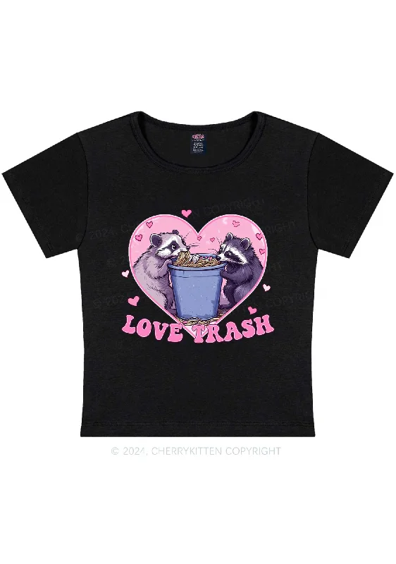 Love Trash Raccoon Y2K Valentine's Day Baby Tee Cherrykitten