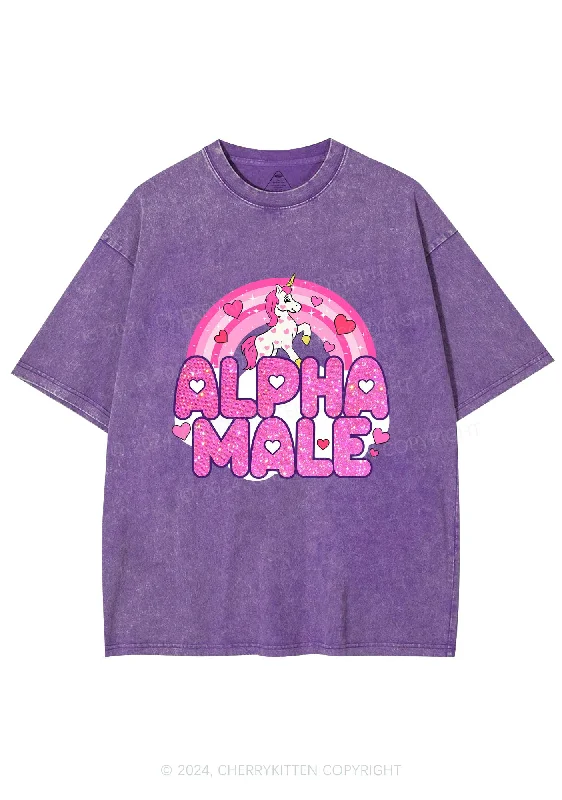 Alpha Male Unicorn Y2K Valentine's Day Washed Tee Cherrykitten