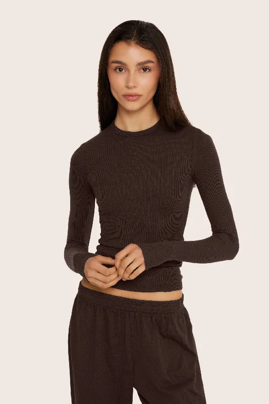 RIBBED MODAL BODY LONG SLEEVE - ESPRESSO