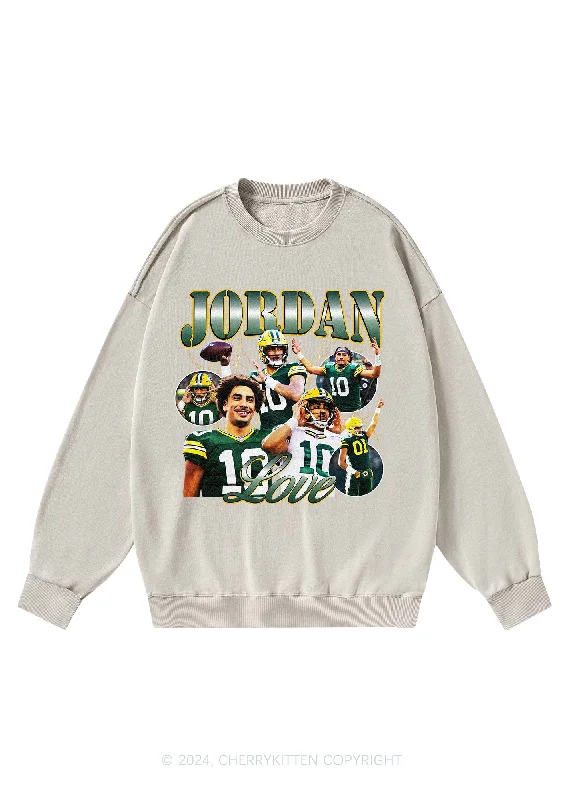 Green Love Y2K Super Bowl Washed Sweatshirts Cherrykitten