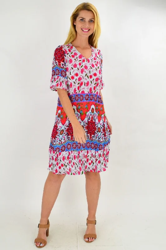 Turkish Flower Crinkle Tunic Dress