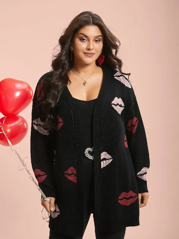 Sweet Kisses Ribbed Hem Open-Front Cardigan