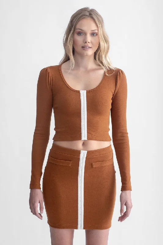 Hook & Eye Long Sleeve Top Cinnamon