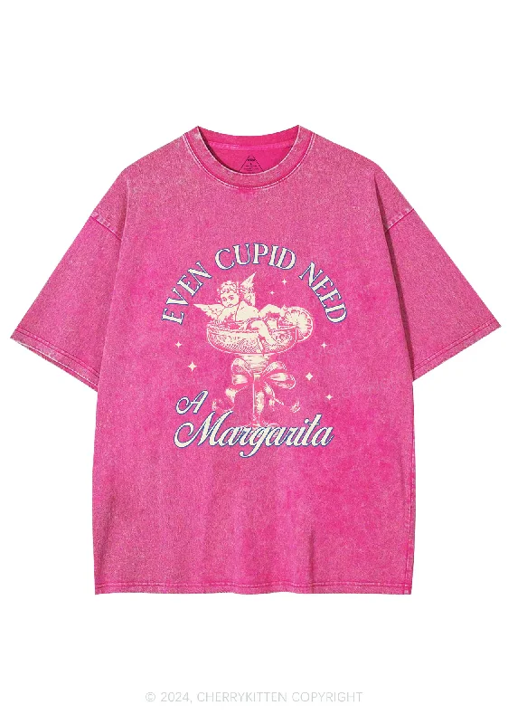 Cupid Needs Margarita Y2K Valentine's Day Washed Tee Cherrykitten