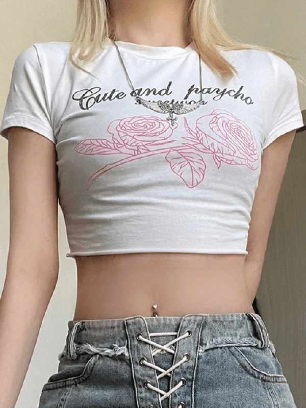 BerryBetty - Rose Printed Y2K Crop Top