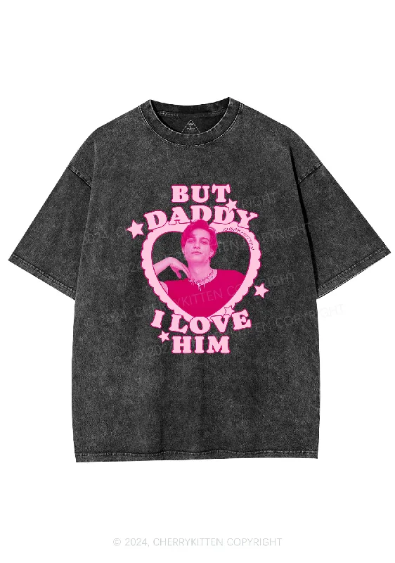 I Love Him Custom Photo Y2K Valentine's Day Washed Tee Cherrykitten