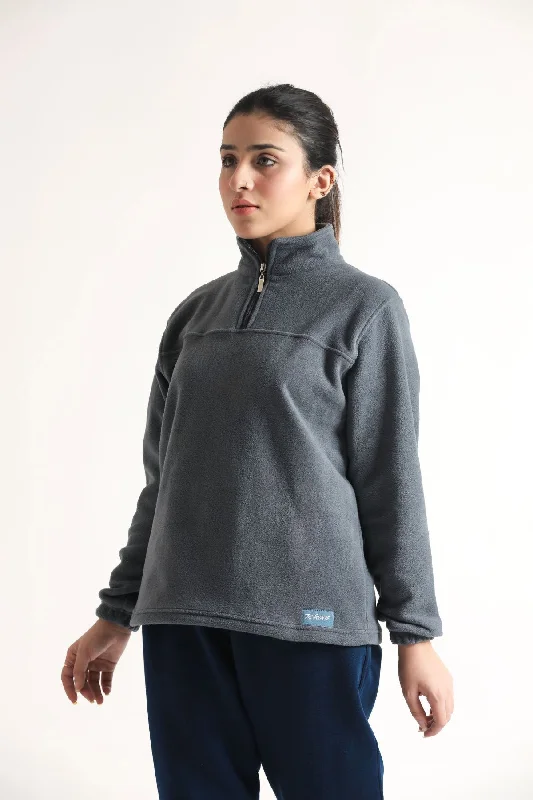 SCULPT QUARTER ZIP CLOUD JACKET- GREY