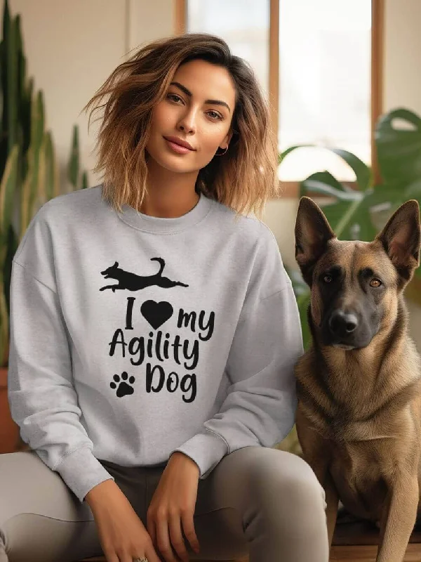 I Love My Agility Dog Cotton Women's Long Sleeve Graphic Sweatshirt