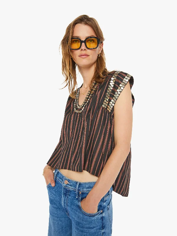 Alix Of Bohemia Nehru Stripe Coin Top - Clove