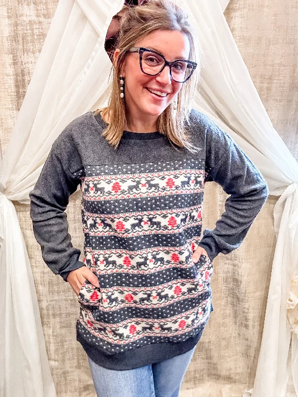 Charcoal Reindeer Sweater