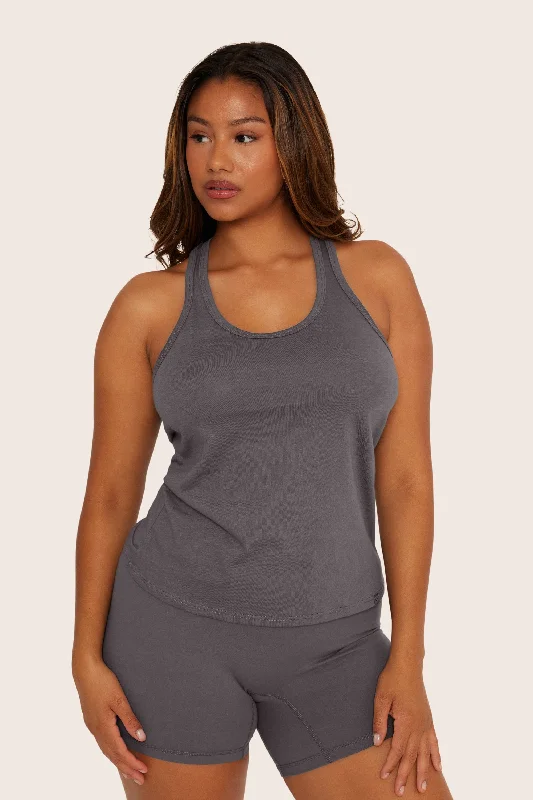 CLASSIC COTTON DAILY RACER TANK - GRAPHITE