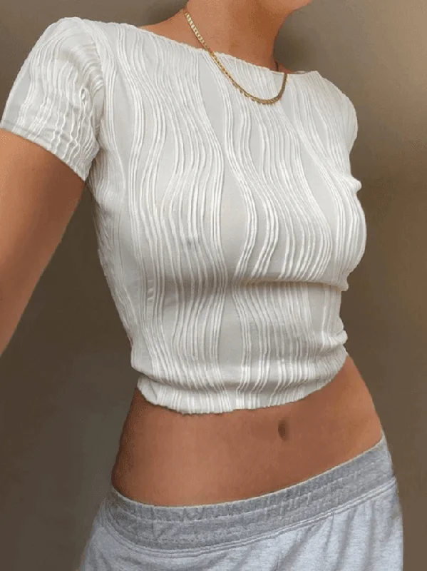 BerryBetty - Textured White Crop Top