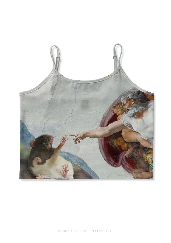 God Give Rat Y2K Print Cami Crop Top Cherrykitten