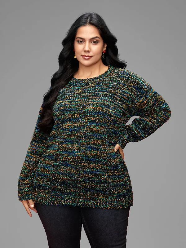 Floral Yarn Pattern Straight-Fit Pullover