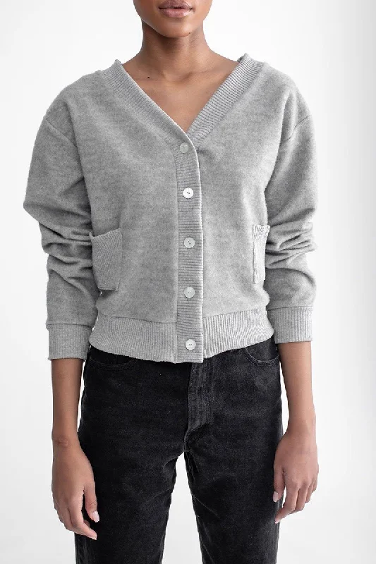 Boyfriend Button Up Cardi Heather Grey